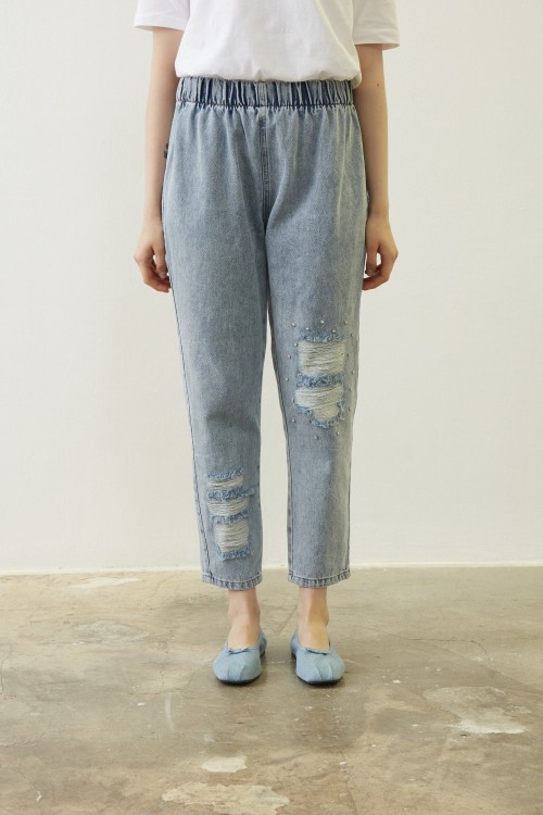 Casuel Denim Pantolon-Ky Buz Mavi 