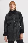 Kürk Denim Ceket-Antrasit