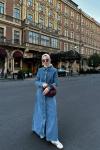 Denim Kot Elbise-Mavi
