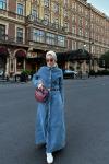 Denim Kot Elbise-Mavi