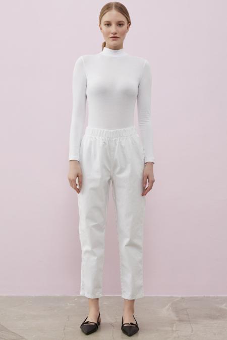 Peru Paça Denim Pantolon-Beyaz-MRW-1513