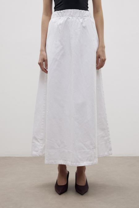 Spor Denim Etek-Beyaz