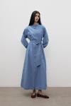 Basic Denim Elbise-Mavi