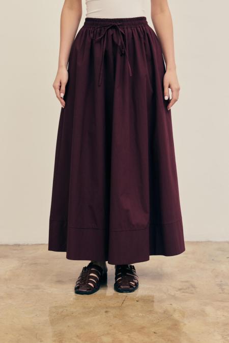 Poplin Basic Etek-Bordo 