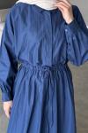 Basic Poplin Elbise-İndigo-MRW-1638