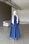 Basic Poplin Elbise-İndigo-MRW-1638