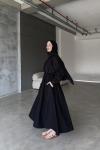 Basic Poplin Elbise-Siyah-MRW-1638