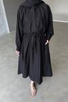 Basic Poplin Elbise-Siyah-MRW-1638