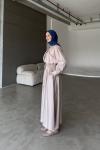 Basic Poplin Elbise-Bej-MRW-1638
