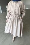 Basic Poplin Elbise-Bej-MRW-1638