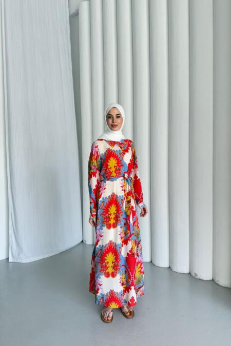 1313-Como Elbise Kırmızı