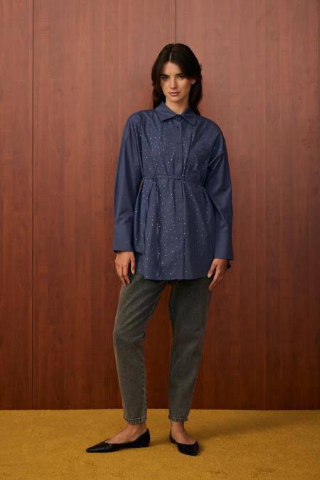 Shine Kısa Gömlek-İndigo