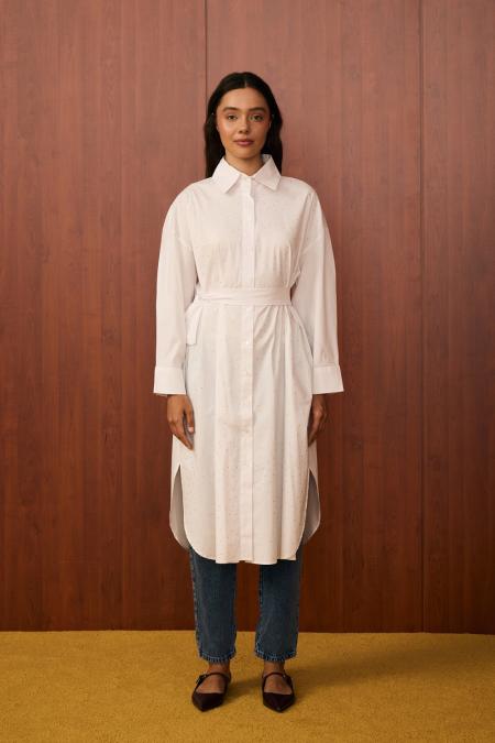 Shine Uzun Gömlek-Beyaz