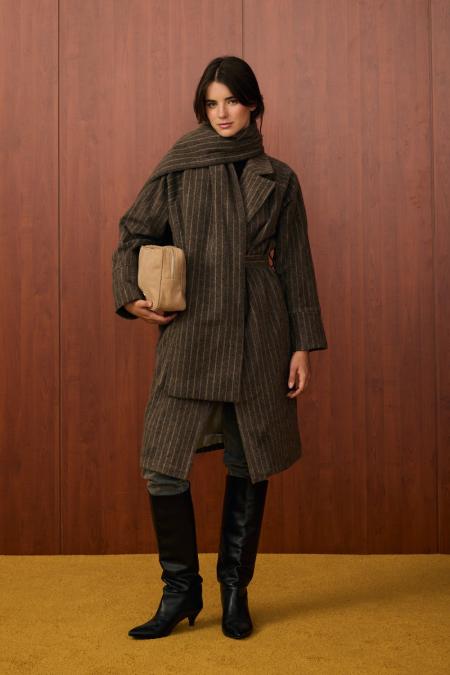 Osaka Atkılı Kaban-Kahverengi