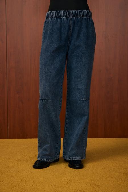 Mara Palazzo Denim Pantolon-Ky Lacivert