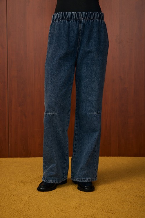 Mara Palazzo Denim Pantolon-Ky Lacivert-MRW-1519