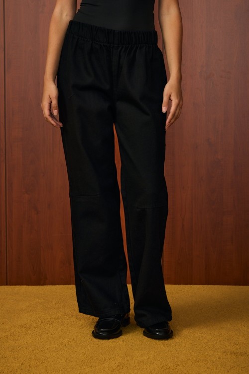 Mara Palazzo Denim Pantolon-Siyah-MRW-1519