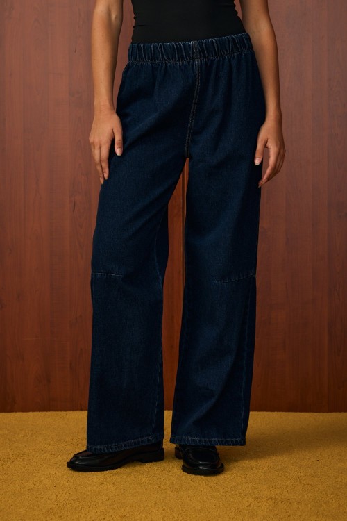 Mara Palazzo Denim Pantolon-Lacivert-MRW-1519