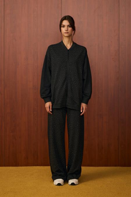 Pop Taşlı Pantolonlu Takım-Antrasit -MRW-1593