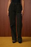 Palazzo Taşlı Denim Pantolon-Tint Siyah-MRW-1516