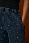 Palazzo Taşlı Denim Pantolon-Ky Lacivert-MRW-1516