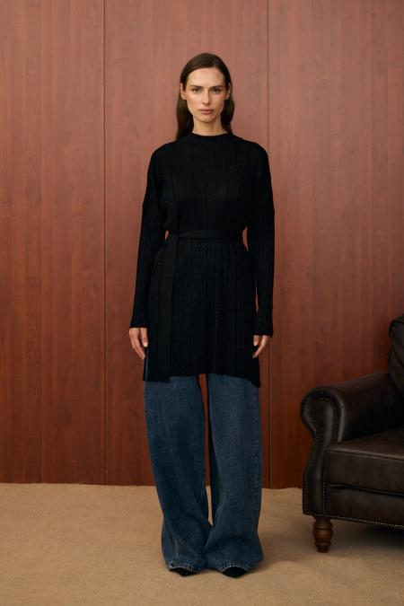 Shine Triko Tunik-Siyah