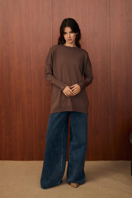 Basic Düğme Triko-Kahverengi-MRW-1503