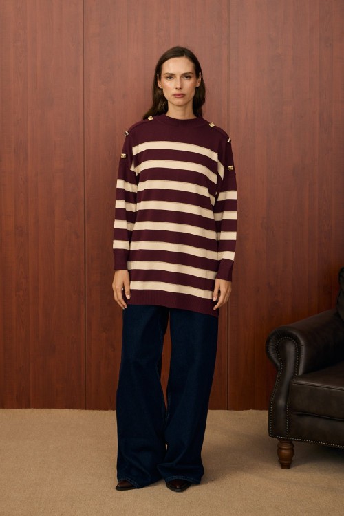 Paris Triko Tunik-Bordo -MRW-1500