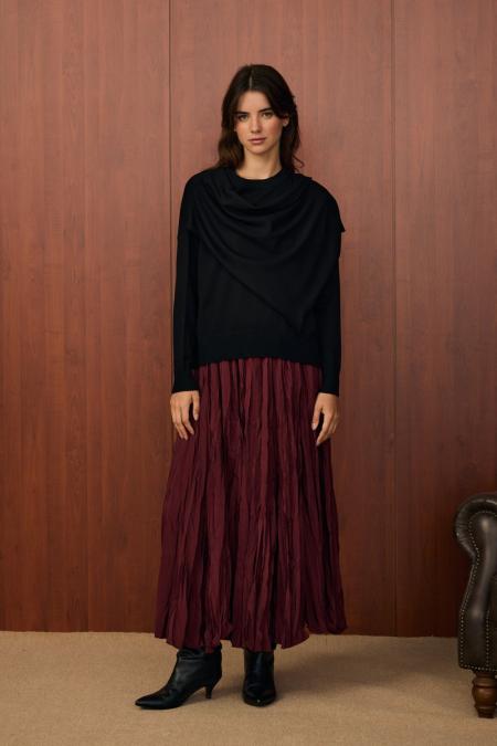 Venice Şal Triko Tunik-Siyah