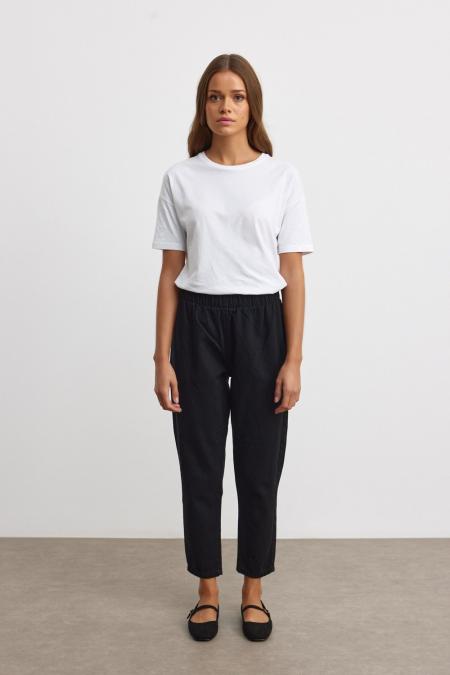 Peru Paça Denim Pantolon-Siyah 