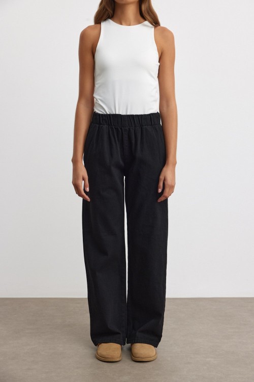 Palazzo Denim Pantolon-Siyah-MRW-1515
