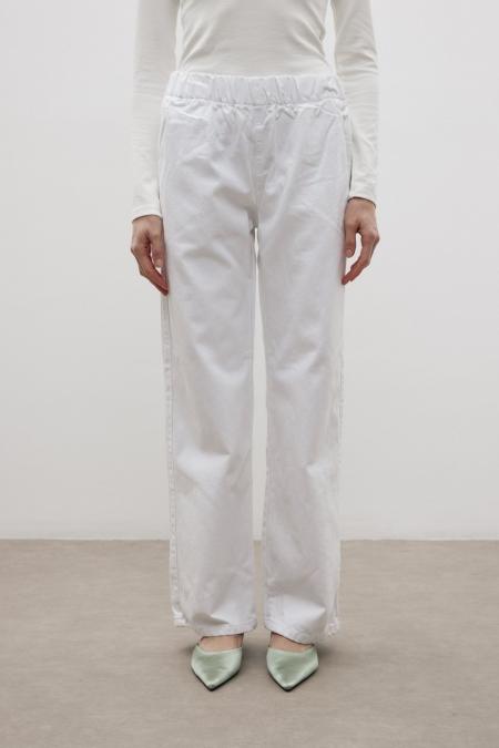 Palazzo Denim Pantolon-Beyaz