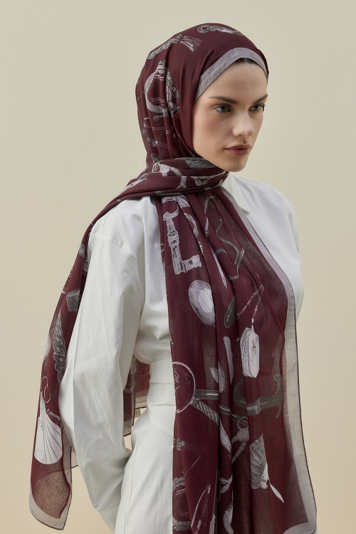 Luxe Minimal Şal-Bordo-MRW-2614