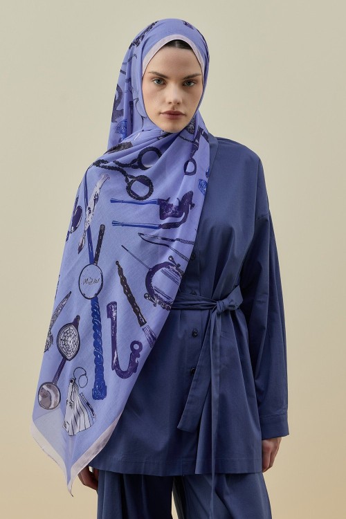 Luxe Minimal Şal-Mavi-MRW-2614