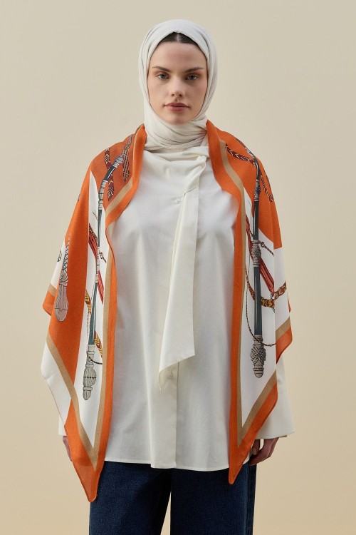 Mixi Omuz Şal-Turuncu-MRW-2618