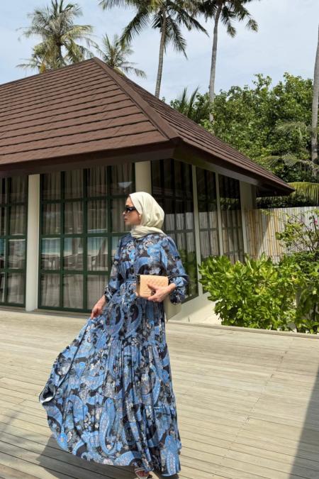 Bloom Serisi Elbise-Lacivert-MRW-1696