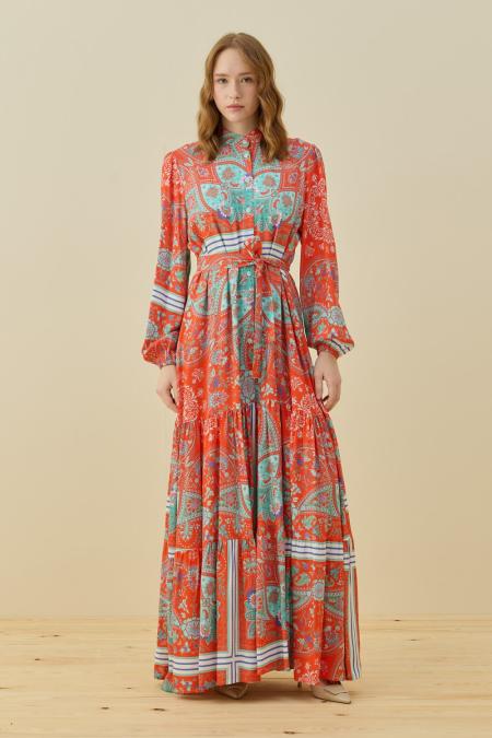 Vintage Vual Elbise-Oranj 