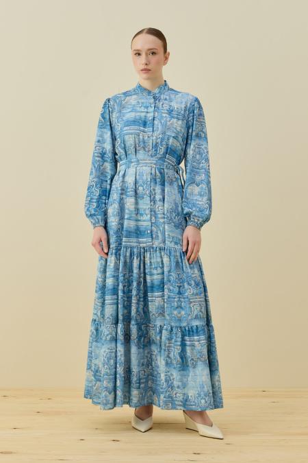 Bloom Serisi Elbise-Mavi 