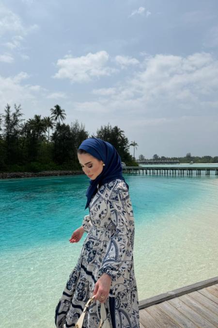 Bloom Serisi Elbise-Lacivert-MRW-1708