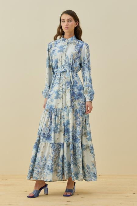 Bloom Serisi Elbise-Mavi 