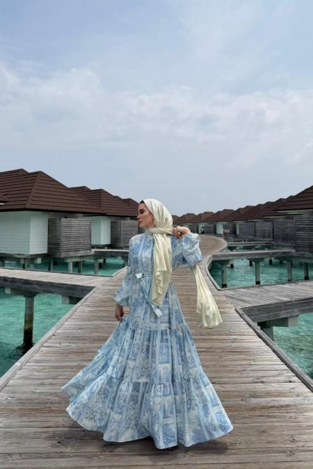 Bloom Serisi Elbise-Buz Mavi -MRW-1766