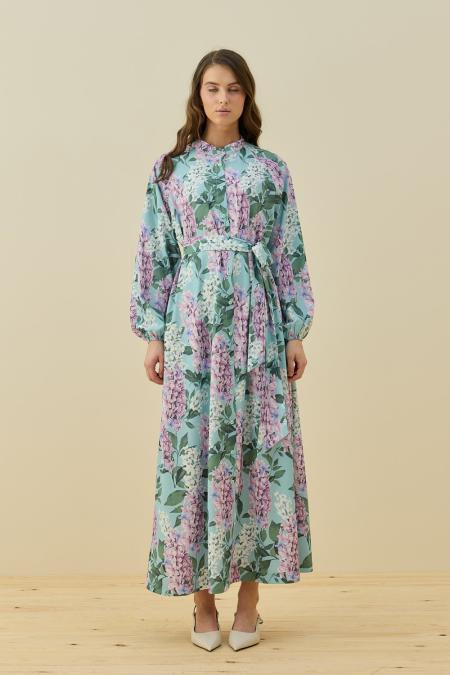 Leydi Krep Elbise-Pembe 