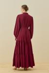 Broşlu Elbise-Bordo -MRW-1669