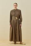Şık Poplin Elbise-Kahverengi 