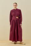 Şık Poplin Elbise-Bordo 
