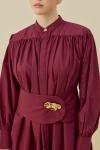 Şık Poplin Elbise-Bordo -MRW-1677