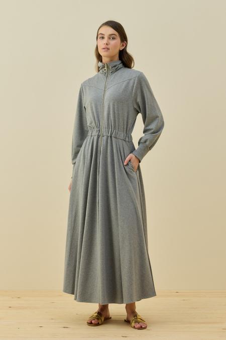 Penye Kolej Elbise-Gri 