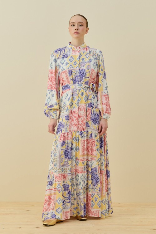 Vintage Vual Elbise-Fuşya -MRW-1721