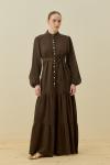 Organik Müslin Elbise-Kahverengi -MRW-1795