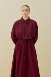 Basic Poplin Elbise-Bordo -MRW-1638